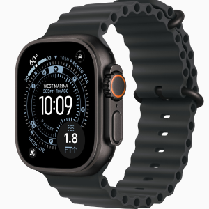 Apple Watch Ultra 3 GPS + Cellular, 49mm Natural Titanium Case & Black Titanium with Black Ocean Band