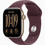 Apple Watch Series 12 GPS, 42mm Light Gold Aluminum Case with Burgundy Sport Band