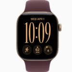 Apple Watch Series 12 GPS, 42mm Light Gold Aluminum Case with Burgundy Sport Band - Image 2