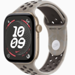Apple Watch Series 12 GPS, 46mm/42mm Light Gold Aluminum Case with Pavement Grey Nike Sport Band