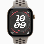 Apple Watch Series 12 GPS, 46mm/42mm Light Gold Aluminum Case with Pavement Grey Nike Sport Band - Image 2