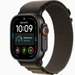 Apple Watch Ultra 4 GPS + Cellular, 49mm Black Titanium Case / Natural Titanium Case with Dark Olive Alpine Loop