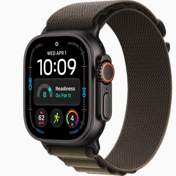 Apple Watch Ultra 4 GPS + Cellular, 49mm Black Titanium Case Natural Titanium Case with Dark Olive Alpine Loop-2 Apple Watch Ultra 4 GPS + Cellular, 49mm Black Titanium Case / Natural Titanium Case with Dark Olive Alpine Loop - Image 1