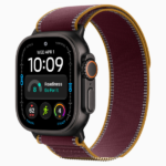 Apple Watch Ultra 4 GPS + Cellular, 49mm Black Titanium Case / Natural Titanium Case with Burgundy Trail Loop