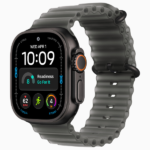 Apple Watch Ultra 4 GPS + Cellular, 49mm Black Titanium Case / Natural Titanium Case with Translucent Black Ocean Band